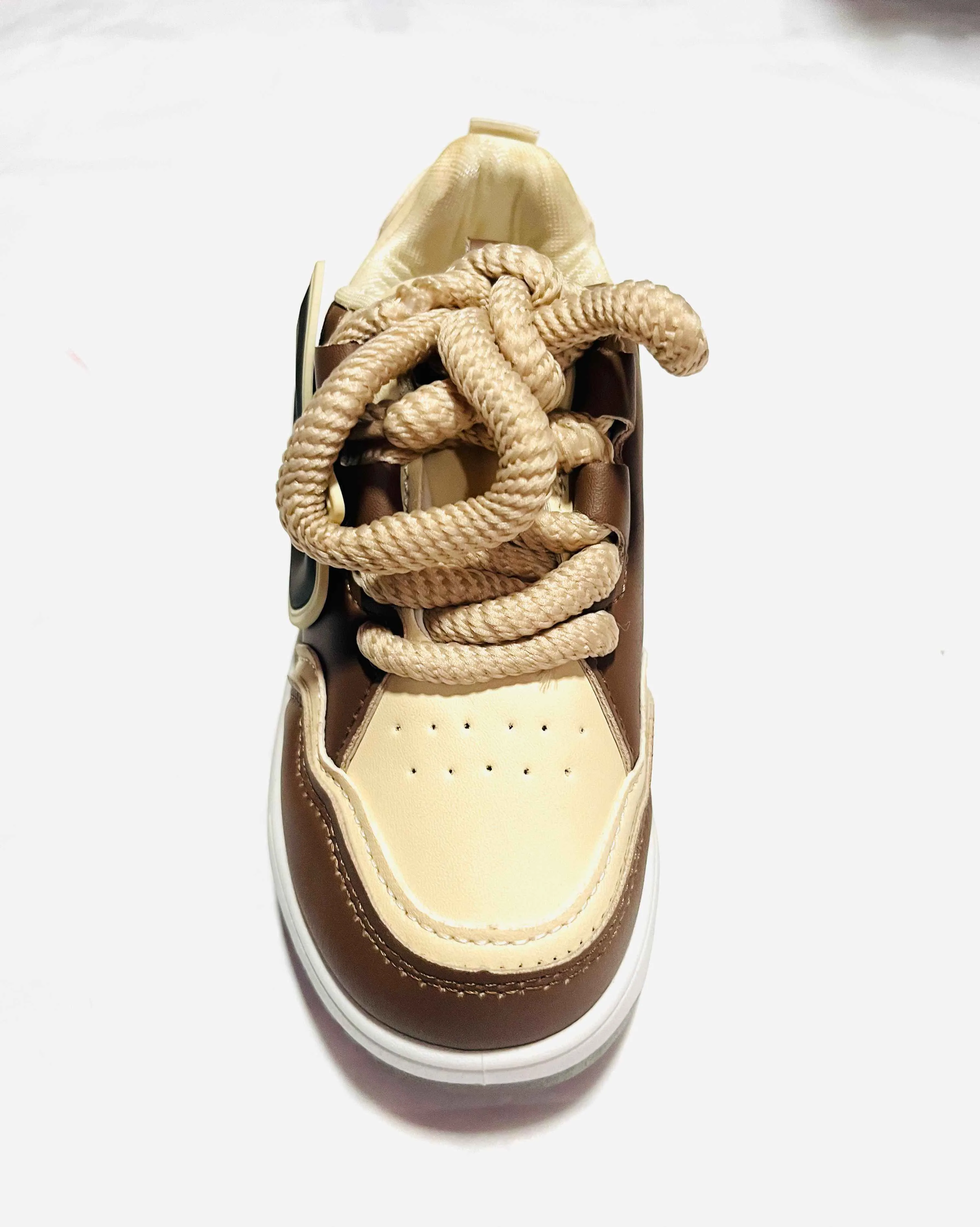 Brown & cream with oversized rope laces