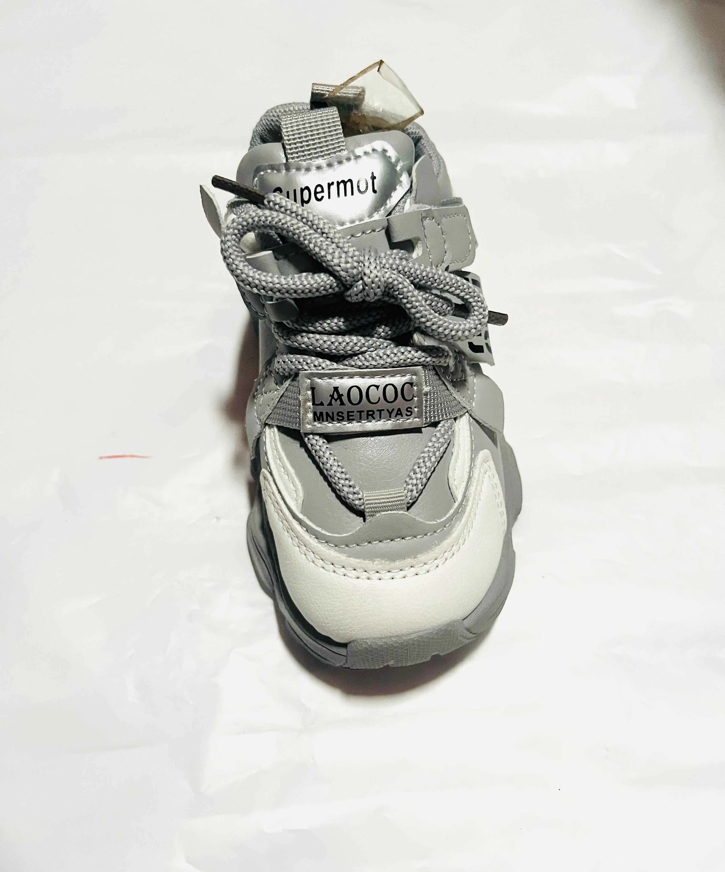 Kids' Grey Laococ Supermot Chunky Trainer