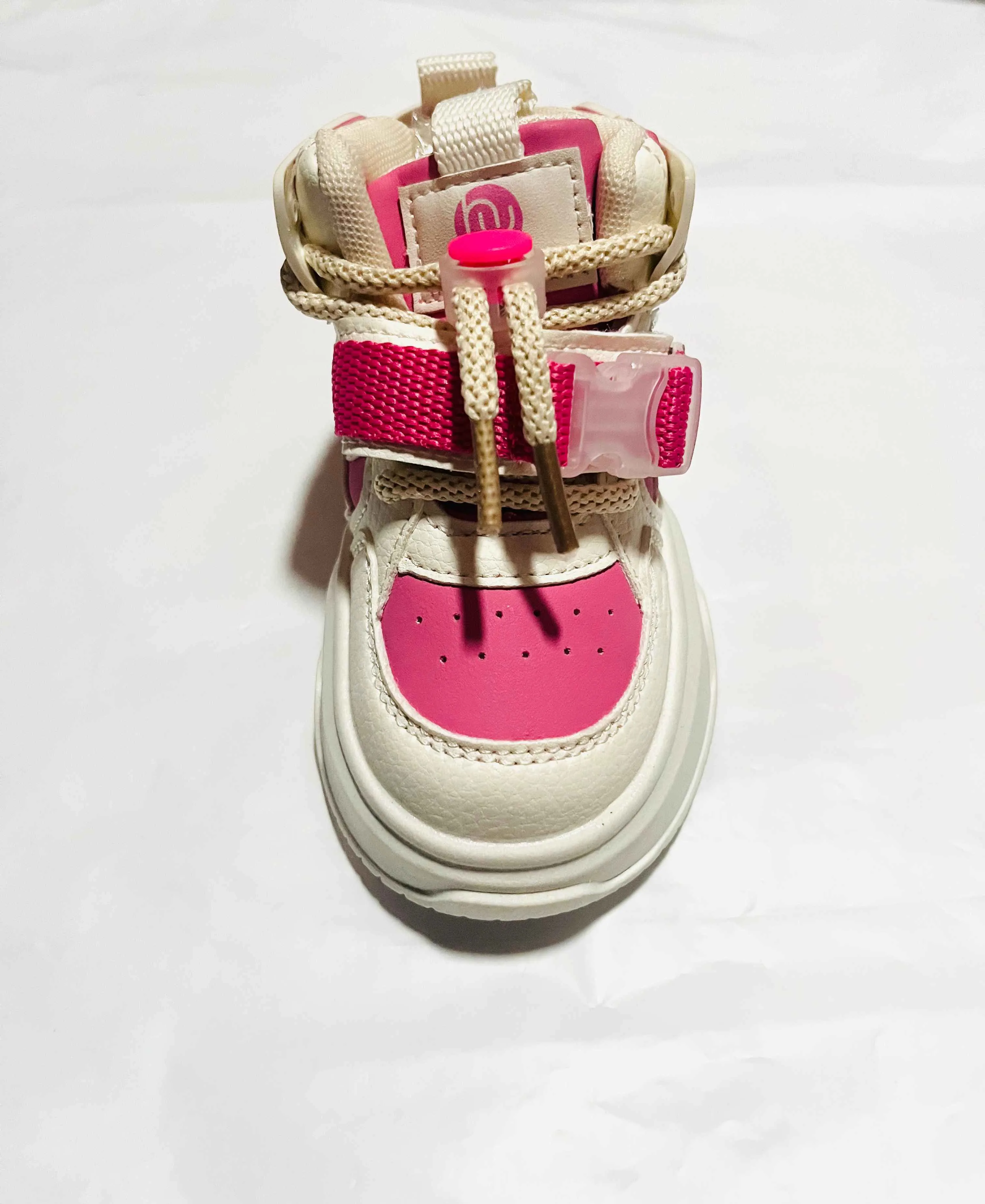 Cream & hot pink high-top