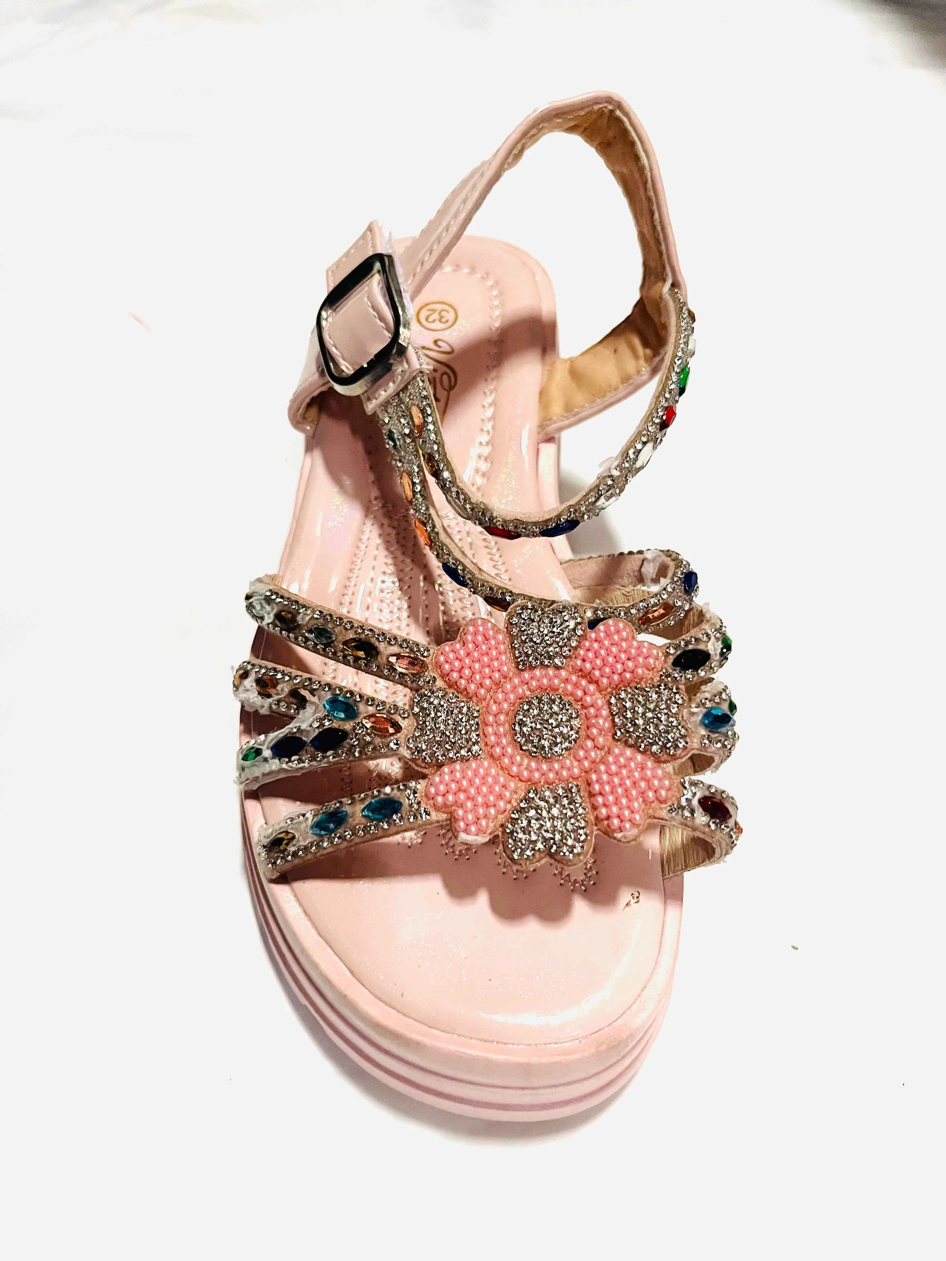 Pink rhinestone flower sandal
