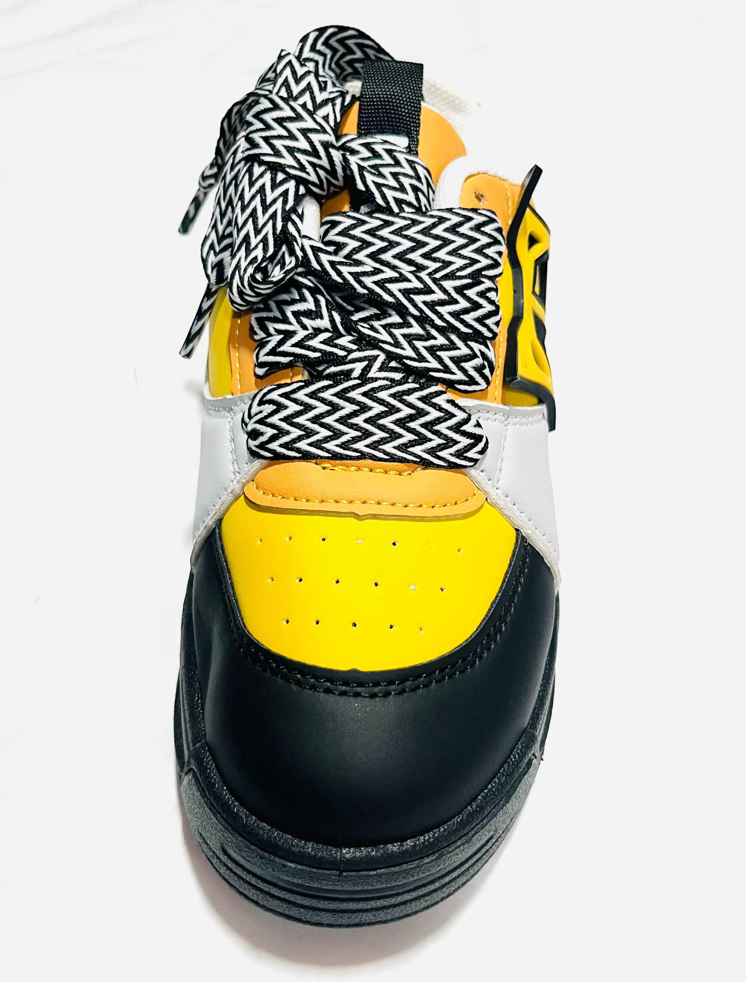 Kids' Yellow & Black Zigzag Lace Chunky Low-Top Sneaker