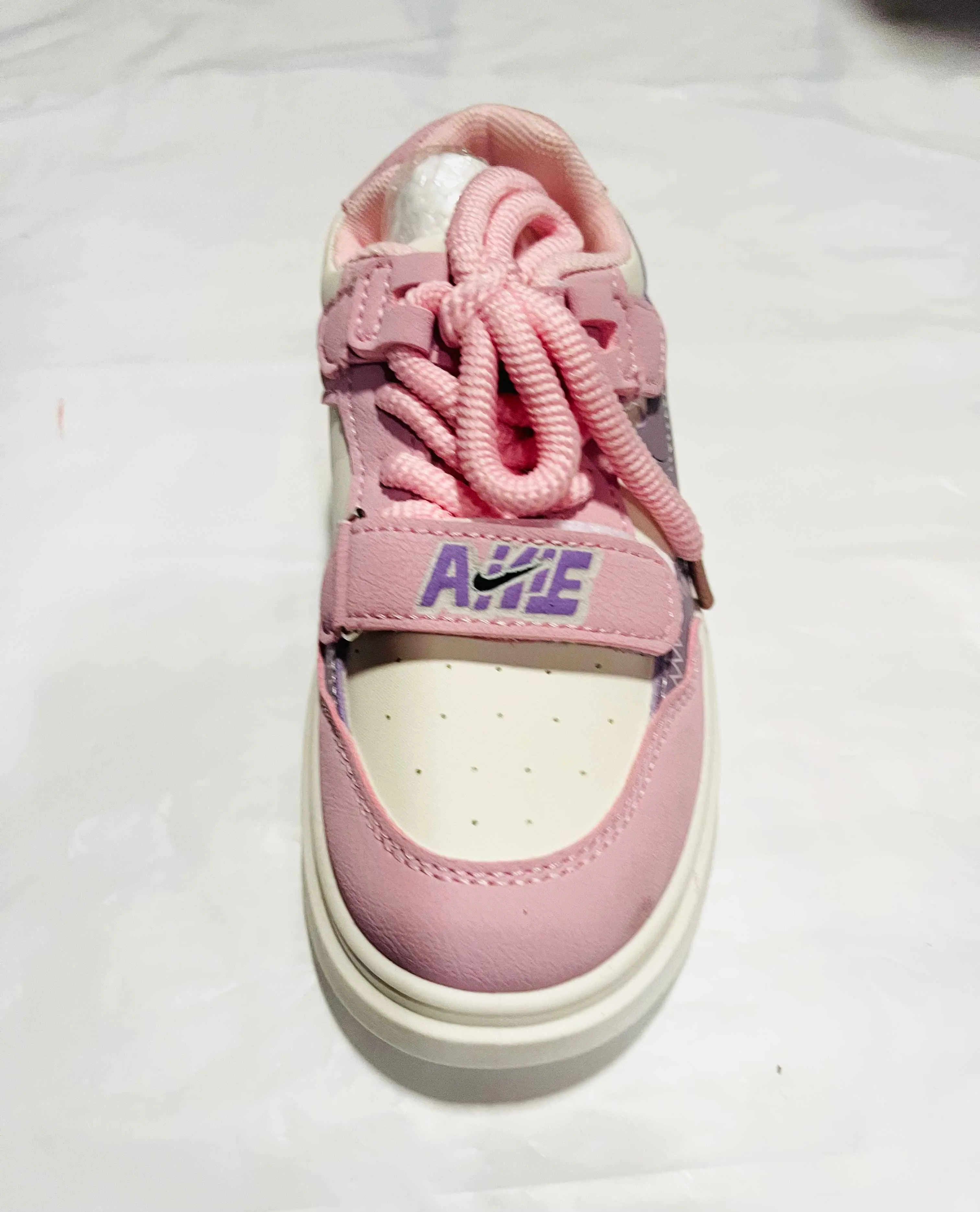 Girls' Pink & White ANIE Velcro Rope Lace Sneaker