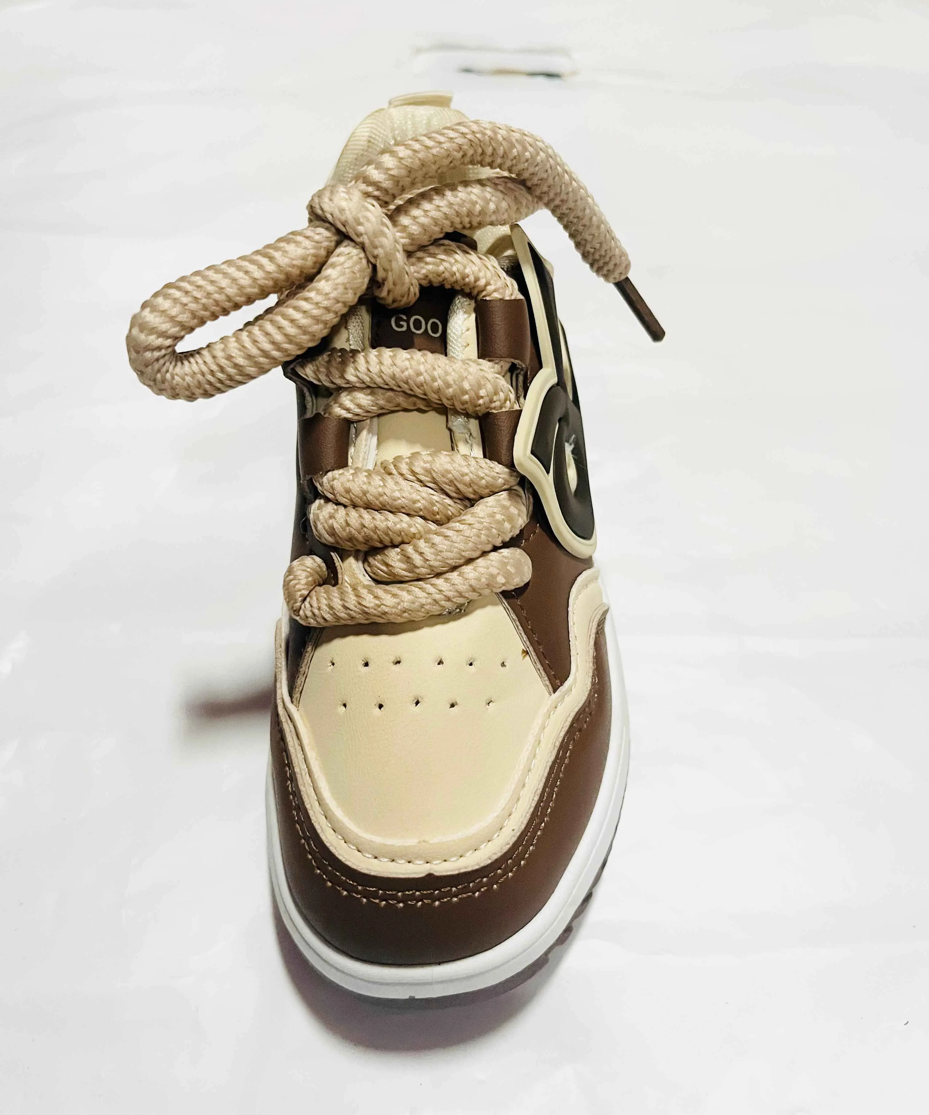 Kids' Brown & Cream Chunky Rope Lace Low-Top Sneaker