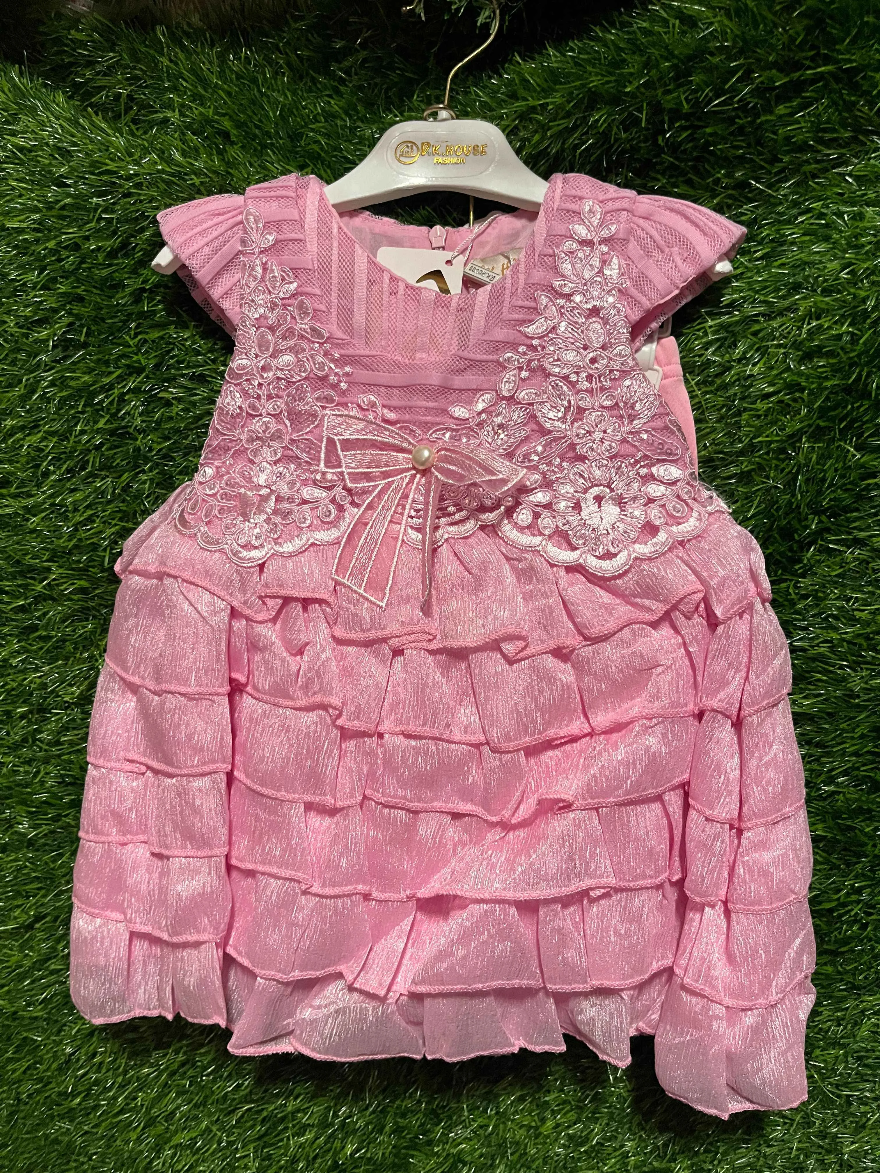 Pink Shimmer Ruffle Dress