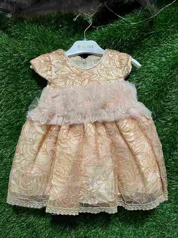 Gold/champagne floral lace gown