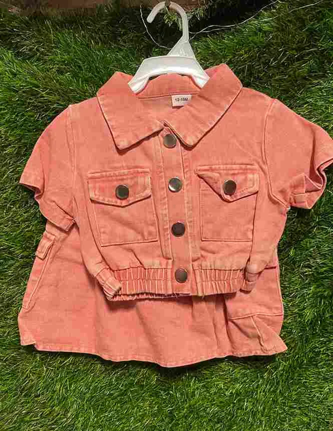 Coral Short Sleeve Denim Jacket