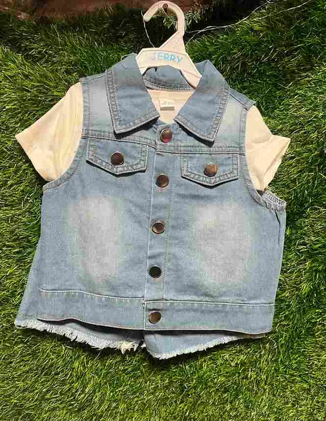 Light Blue Denim Vest + Inner Top