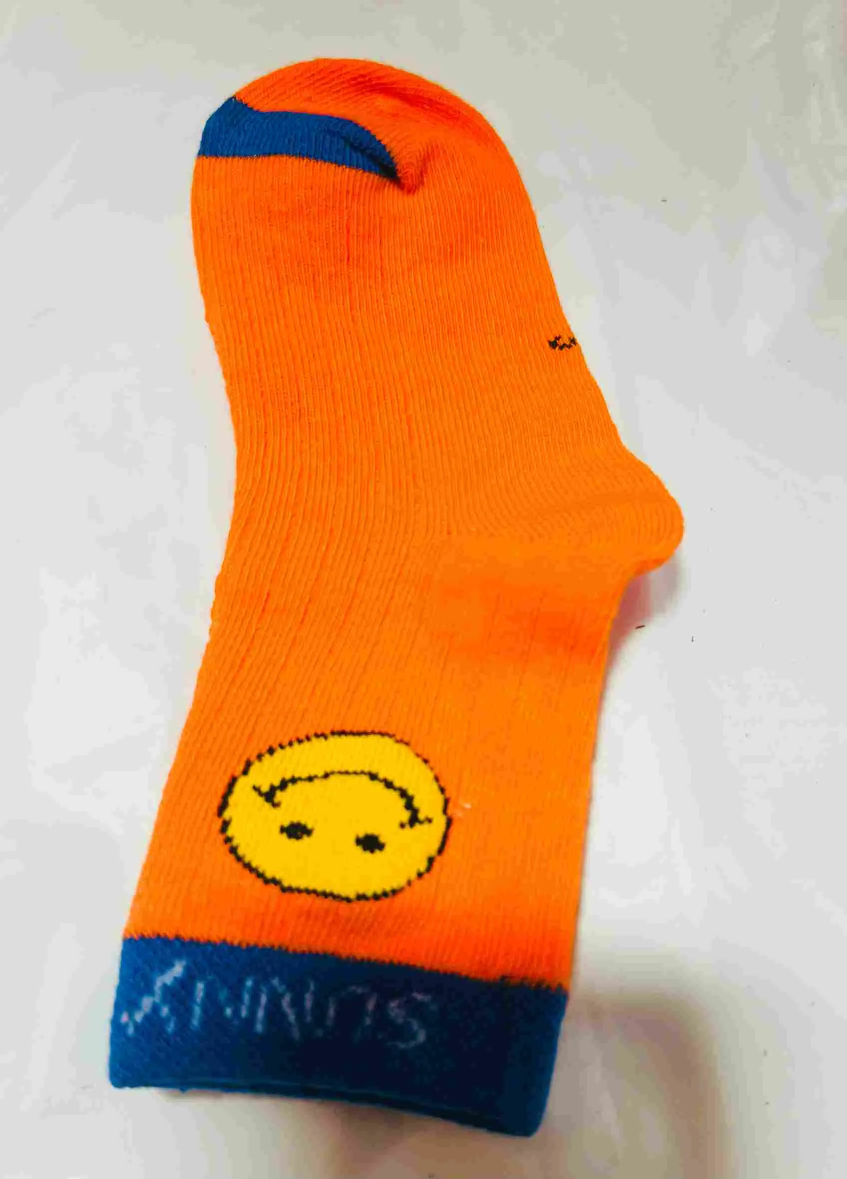 Orange & blue smiley socks