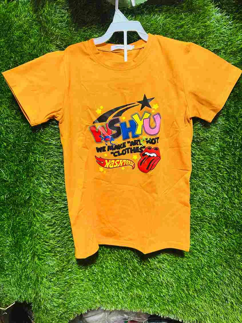 Kids' yellow graphic print t-shirt